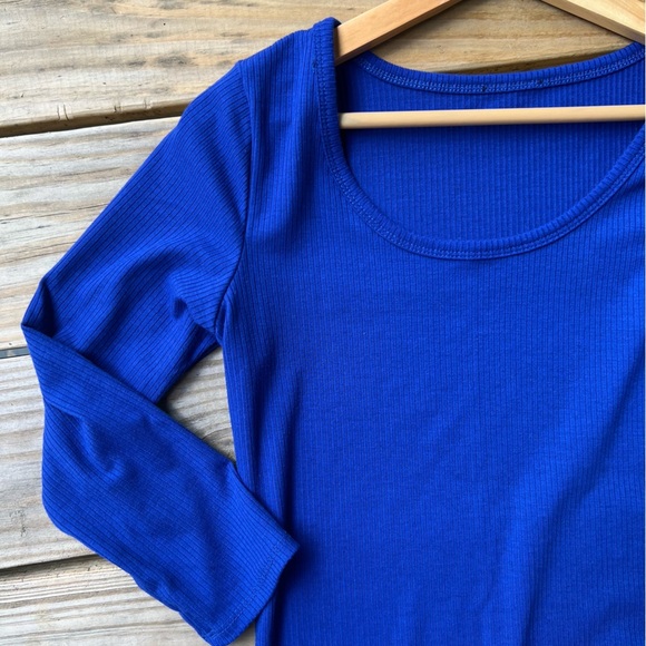 Love J quarter sleeve length medium midi blue bodycon dress - Picture 6 of 9